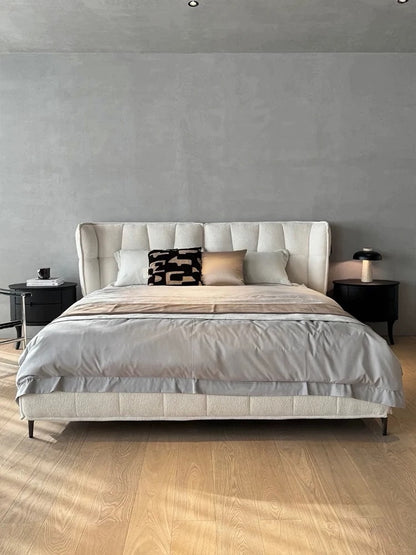 Hommie Cream Channel Tufted Wing Headboard Bed HBBD051 2