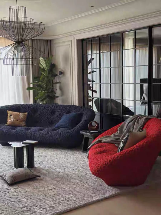 Hommie Navy Button Tufted Curved Sofa HBSF084 1