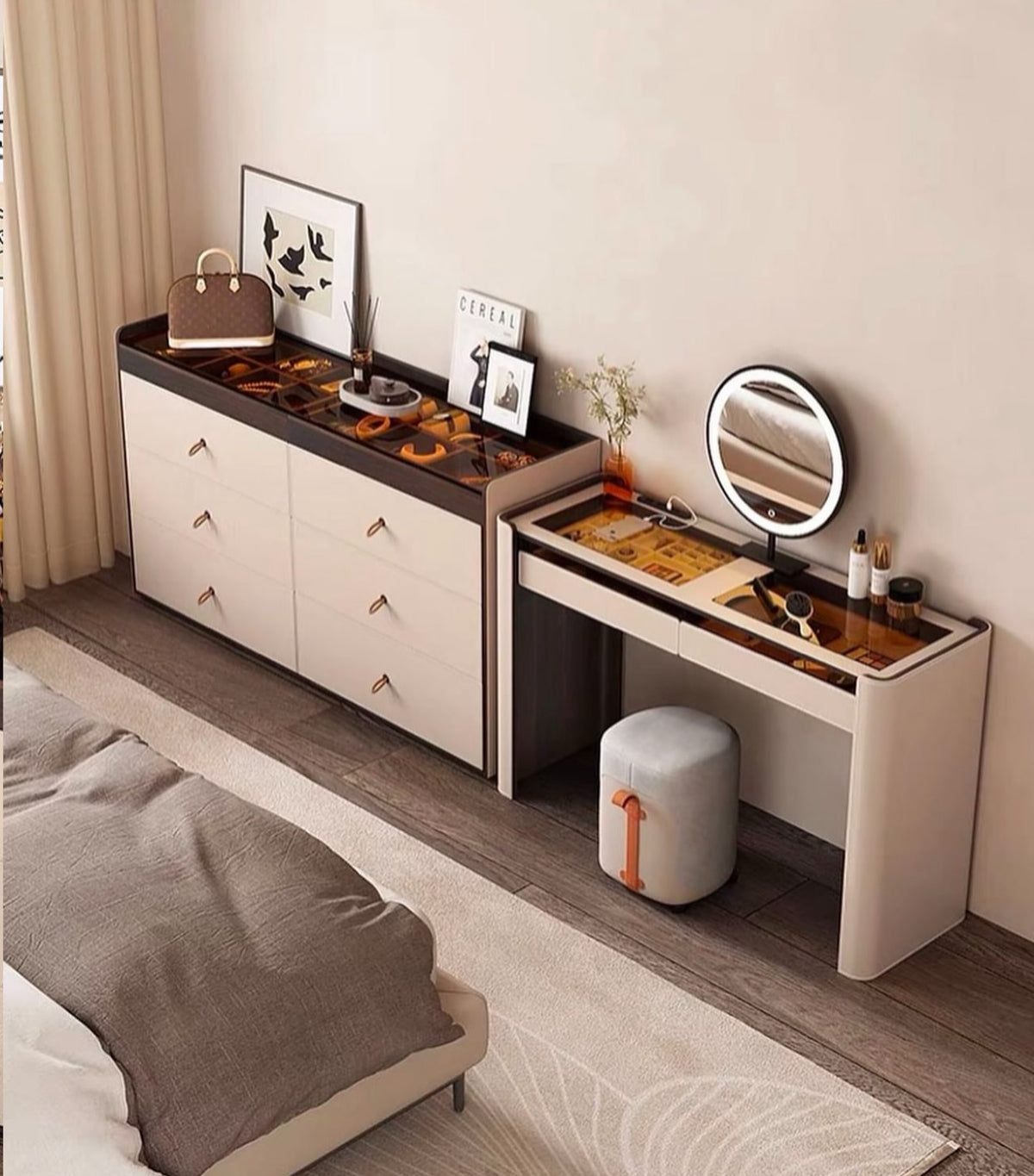 Hommie Cream Drawer Tray Top Closet Island HBCB039 1