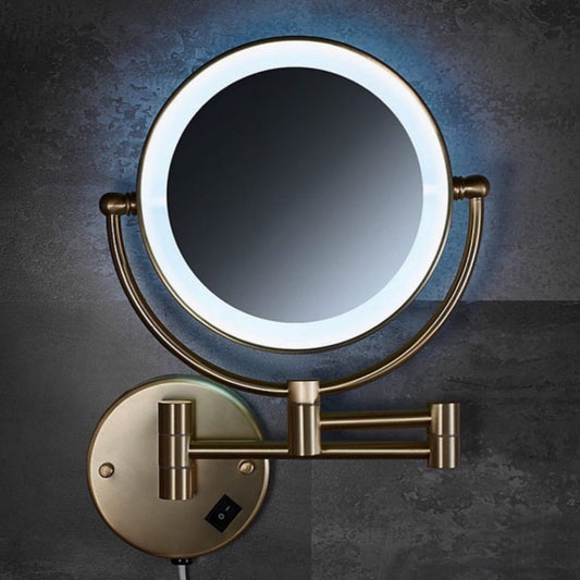 Hommie Gold Swing Arm LED Round Wall Mirror HBMR043 1