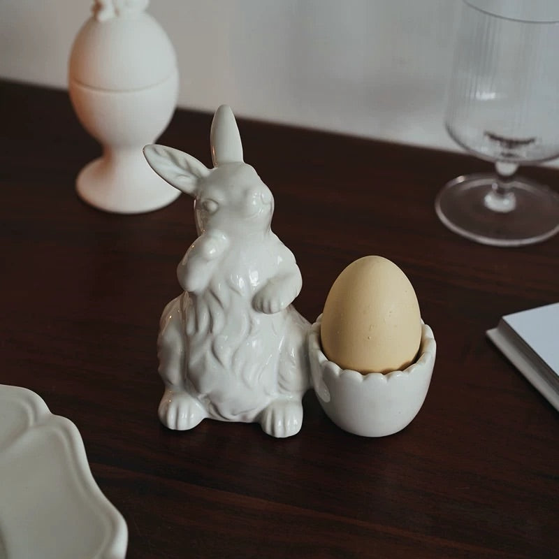 Hommie White Ceramic Rabbit Egg Cup HBKK059 1