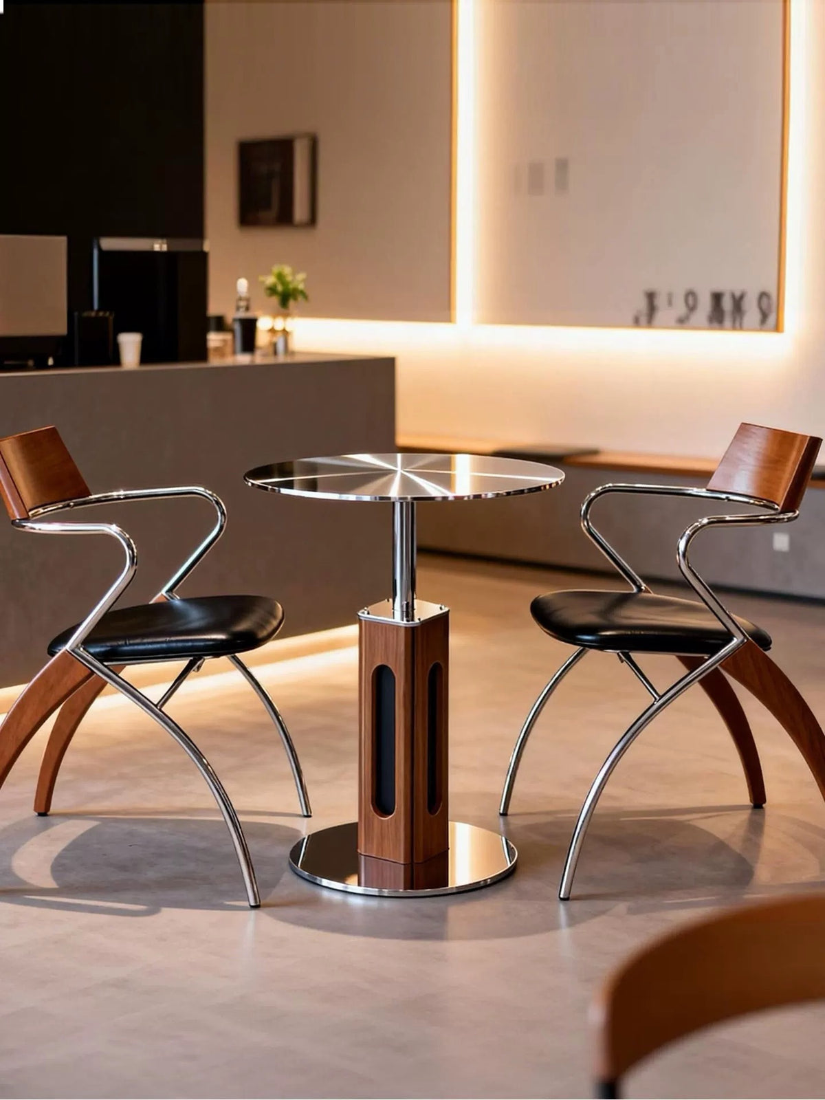 Hommie Glass Top Chrome Pedestal Round Table HBTD062 1