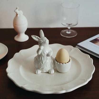 Hommie White Ceramic Rabbit Egg Cup HBKK059 2