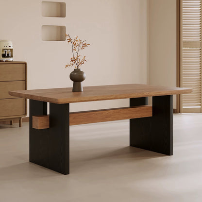 Hommie Walnut Top Black Slab Leg Dining Table HBTD061 1