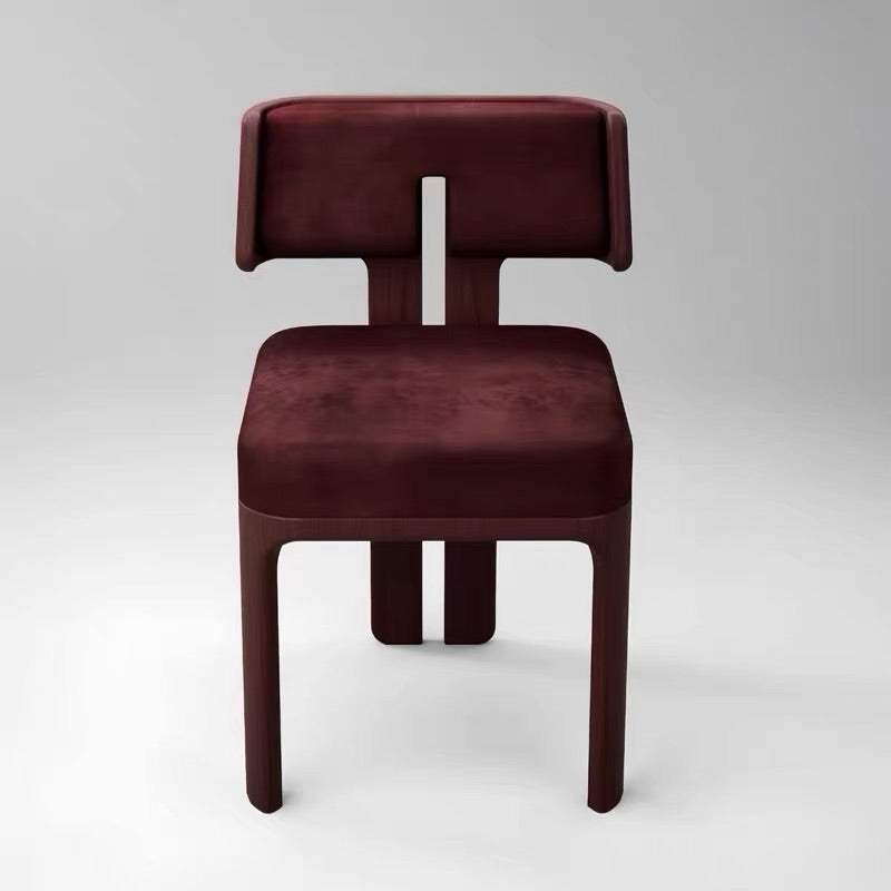 Hommie Burgundy Velvet Slot Back Wood Chair HBCH066 2