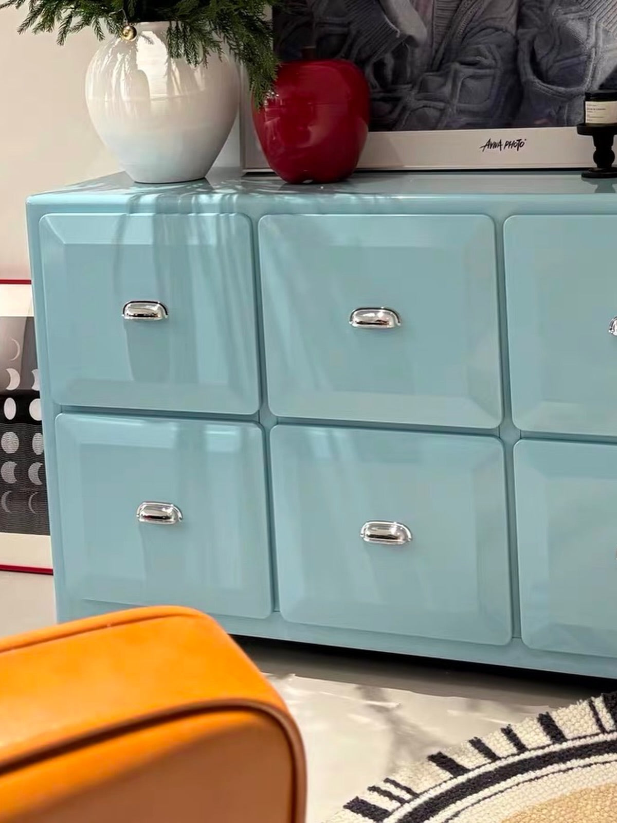 Hommie Vintage Panel Front Chrome Handle Drawer Cabinet HBCB038 2