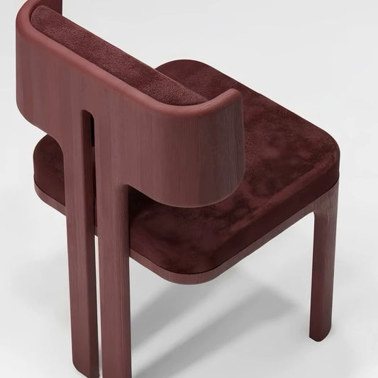 Hommie Burgundy Velvet Slot Back Wood Chair HBCH066 1