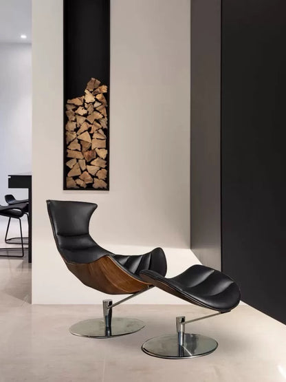 Hommie Black Wood Shell Swivel Lounge Armchair HBAC052 1