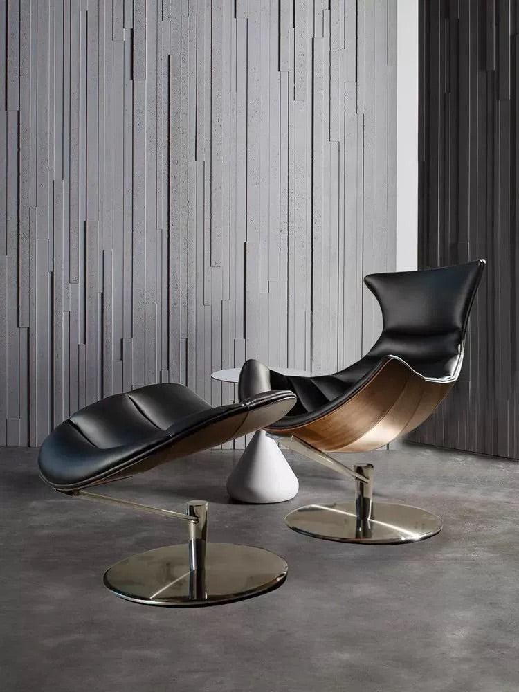 Hommie Black Wood Shell Swivel Lounge Armchair HBAC052 3