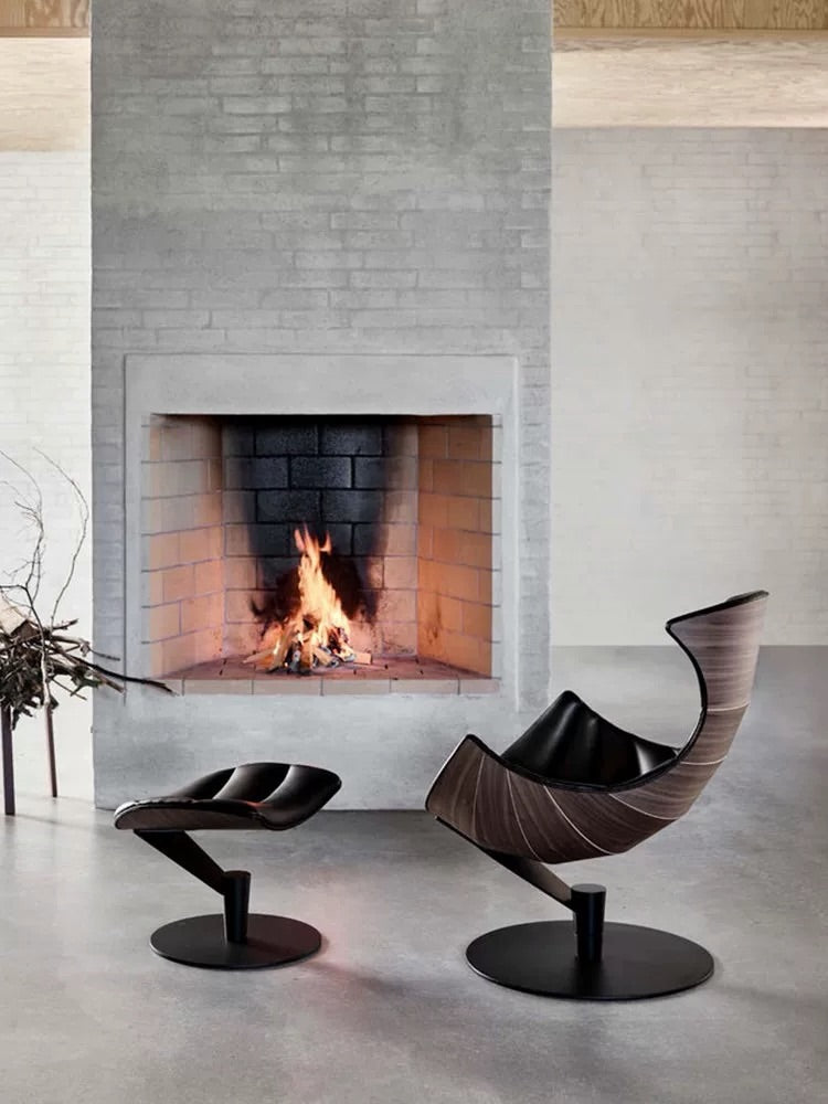 Hommie Black Wood Shell Swivel Lounge Armchair HBAC052 2