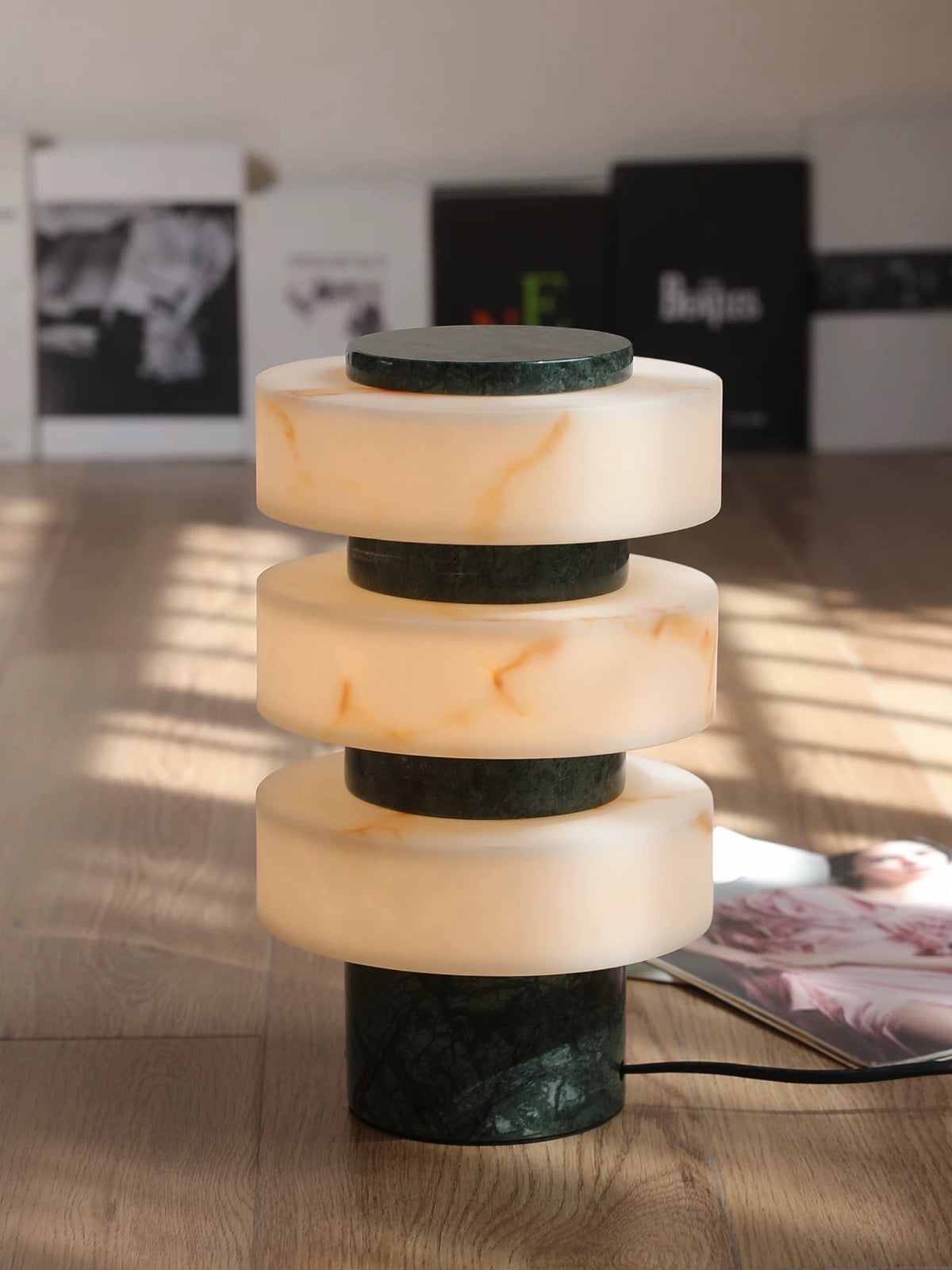Hommie Stacked Disc Green Marble Base Table Lamp HBCL063 3