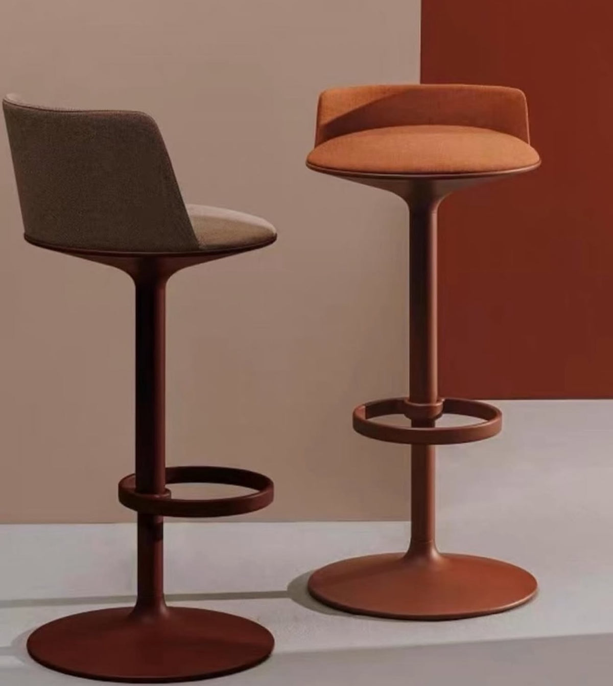 Hommie Rust Low Back Pedestal High Stool HBST046 1