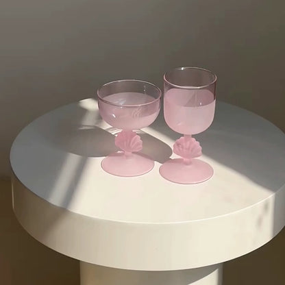 Hommie Pink Scallop Shell Stem Glass Set HBKK058 2