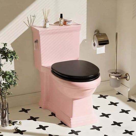 Hommie Pink Flush Toilet with Black Seat HBBK013 1