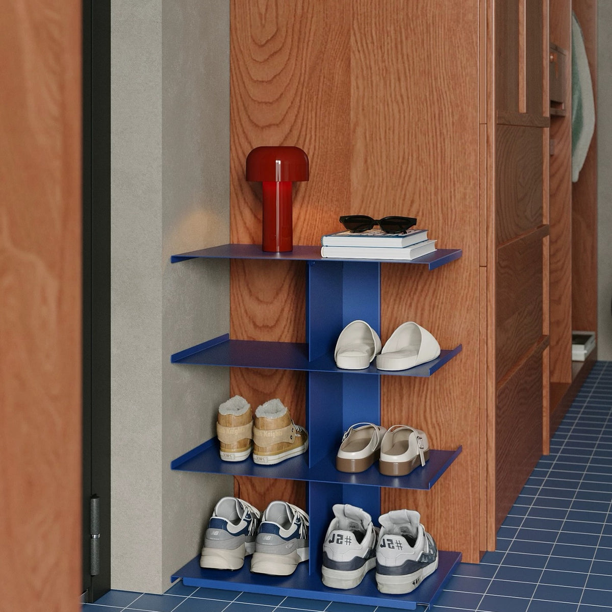 Hommie Blue Tiered Open Shoe Shelf HBSC016 1