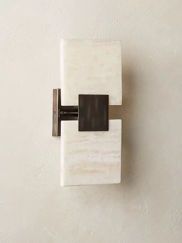 Hommie White Stone Panel Black Bracket Wall Light HBCL060 1