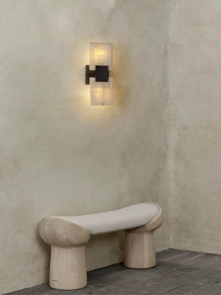 Hommie White Stone Panel Black Bracket Wall Light HBCL060 2