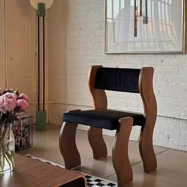 Hommie Walnut Wavy Leg Curve Chair HBCH063 2