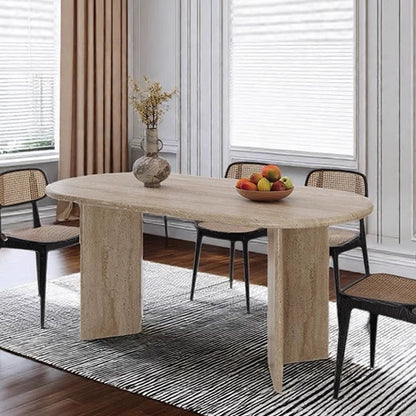 Hommie Natural Stone Oval Slab Leg Dining Table HBTD059 3