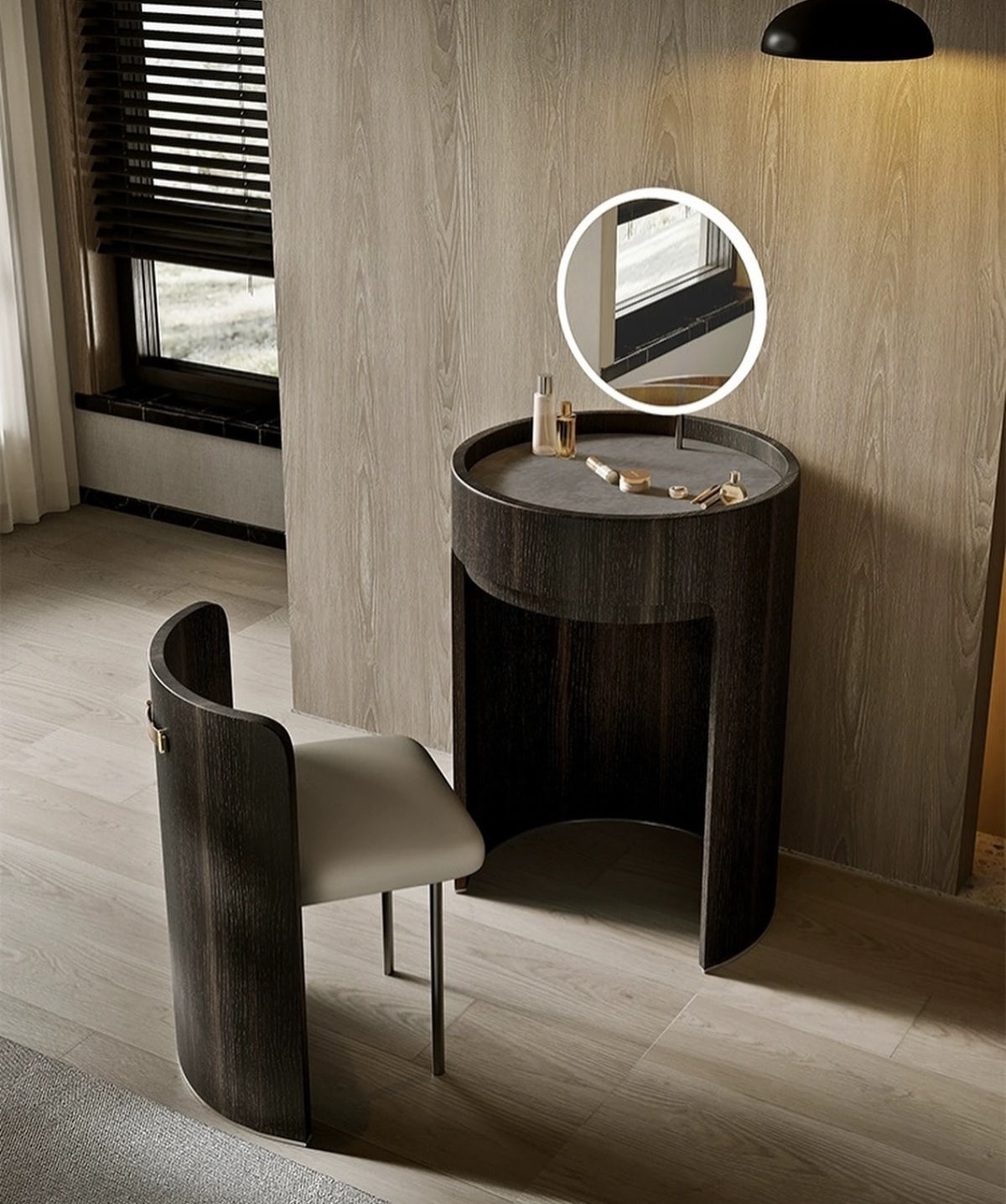 Hommie Black Round Mini Dressing Table with Mirror HBMB020 1
