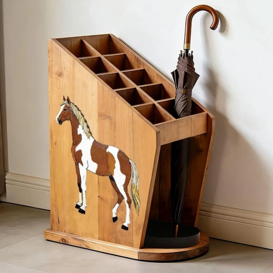 Hommie Painted Horse Wood Umbrella Stand HBHD026 1