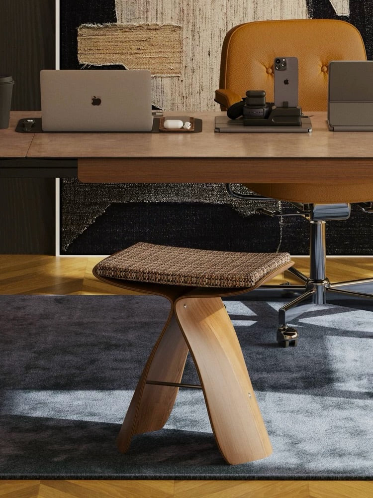 Hommie Woven Seat Butterfly Wood Stool HBST044 1