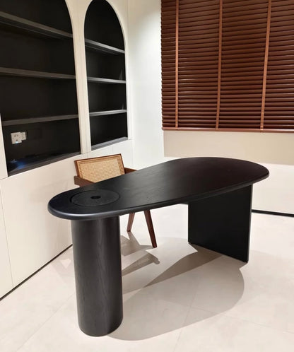 Hommie Oval Cylinder Leg Working Dining Table HBTD057 1