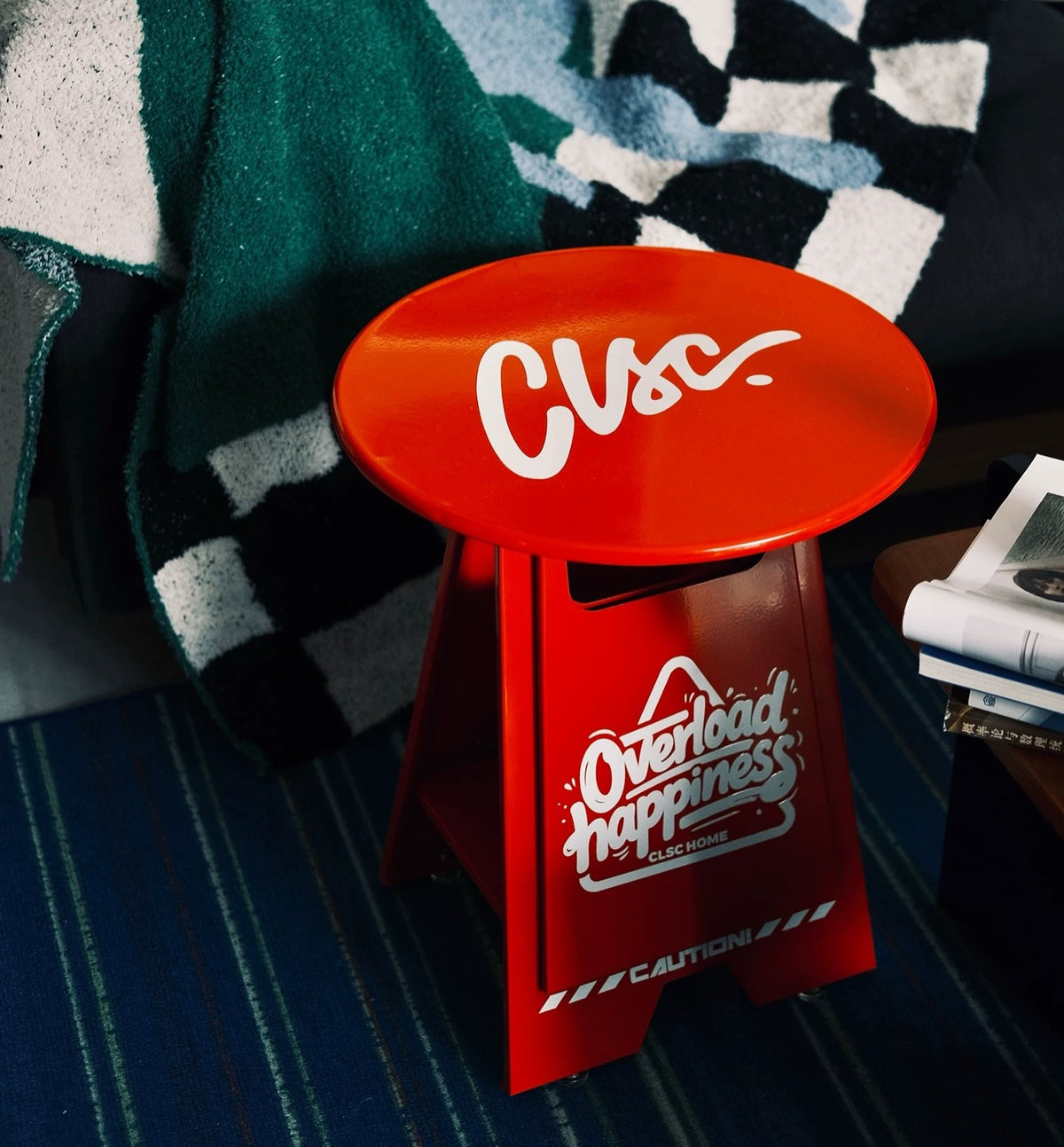 Hommie Red Caution Sign Folding Side Table HBLC048 1