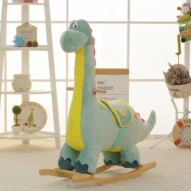 Hommie Teal Dino Wood Rocker Riding Bench HBKW024 1