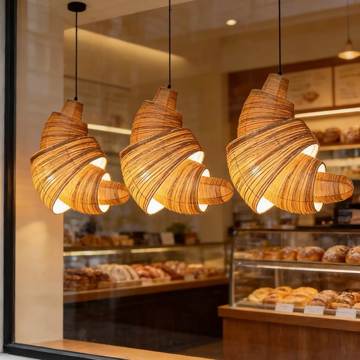 Hommie Woven Rattan Croissant Pendant Light HBCD038 2