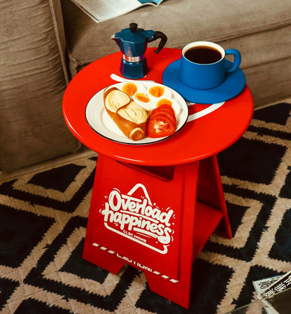Hommie Red Caution Sign Folding Side Table HBLC048 2