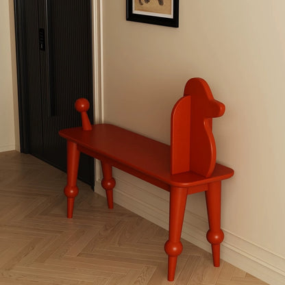 Hommie Red Wood Dog Back Bench HBBE033 1