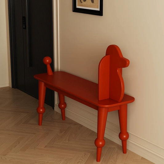 Hommie Red Wood Dog Back Bench HBBE033 1