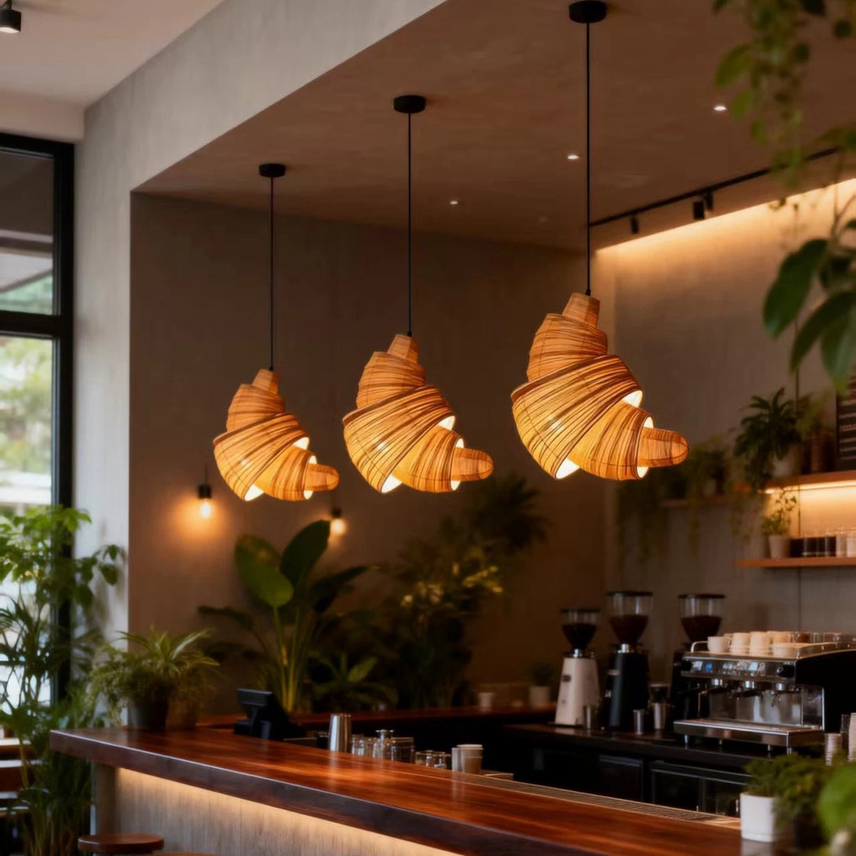 Hommie Woven Rattan Croissant Pendant Light HBCD038 1