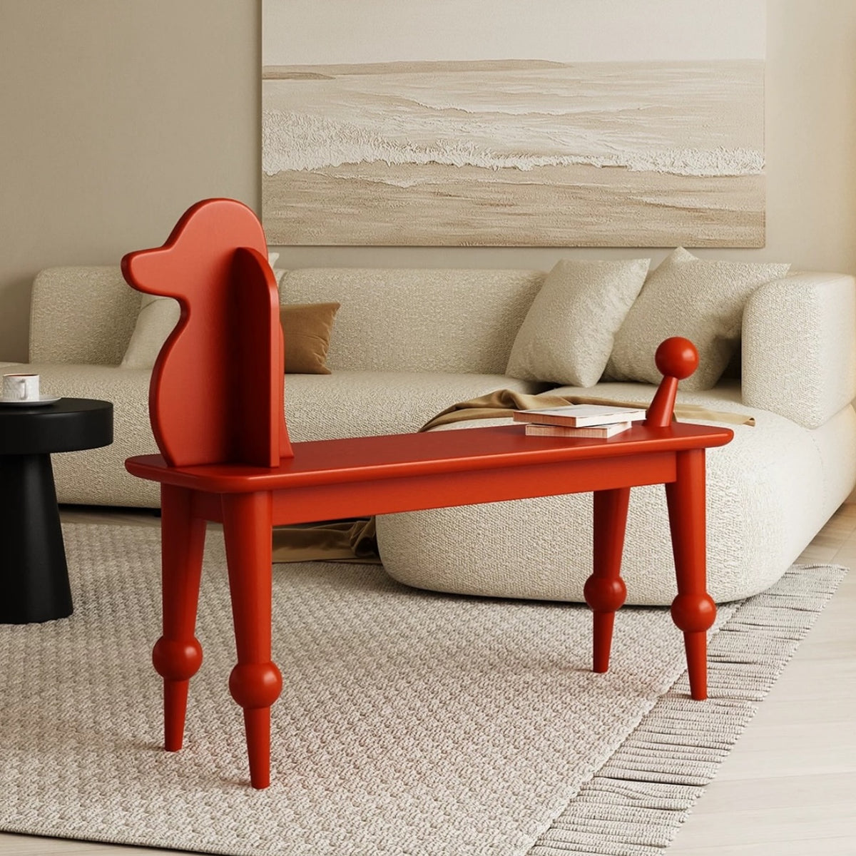 Hommie Red Wood Dog Back Bench HBBE033 2