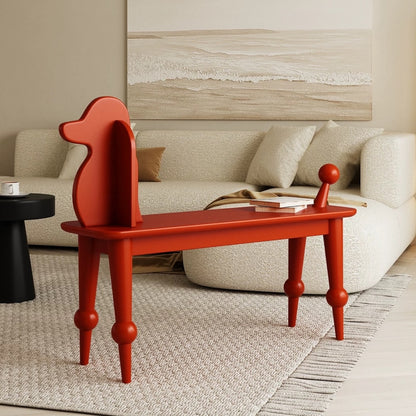 Hommie Red Wood Dog Back Bench HBBE033 2
