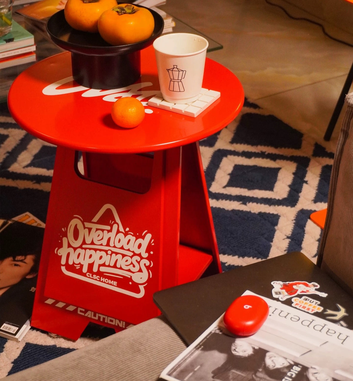 Hommie Red Caution Sign Folding Side Table HBLC048 3
