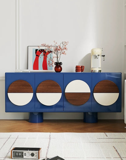 Hommie Blue Round Panel Sideboard Cabinet HBCB034 1