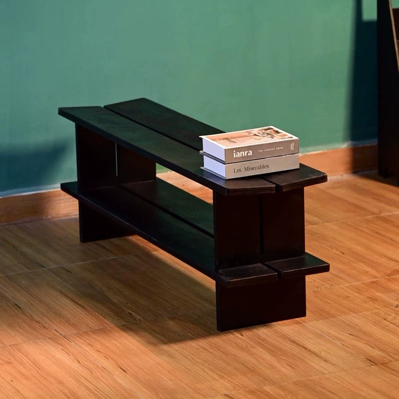 Hommie Black Slab Two Tier Wood Bench HBBE032 3