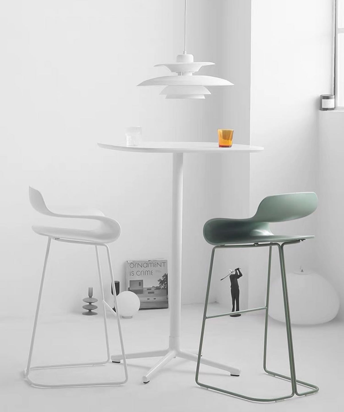 Hommie Curved Back Metal Frame High Stool HBST041 2