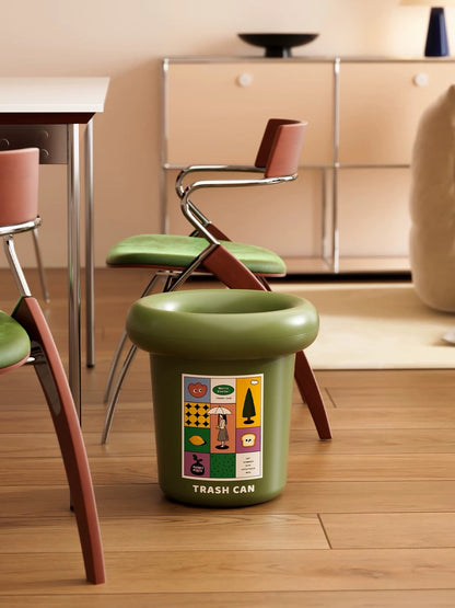 Hommie Olive Green Pop Art Trash Can HBMC032 2