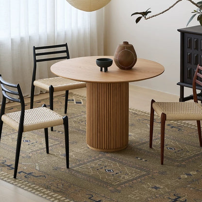 Hommie Oak Fluted Drum Round Dining Table HBTD056 1