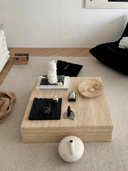 Hommie Travertine Square Coffee Table HBFT059 2