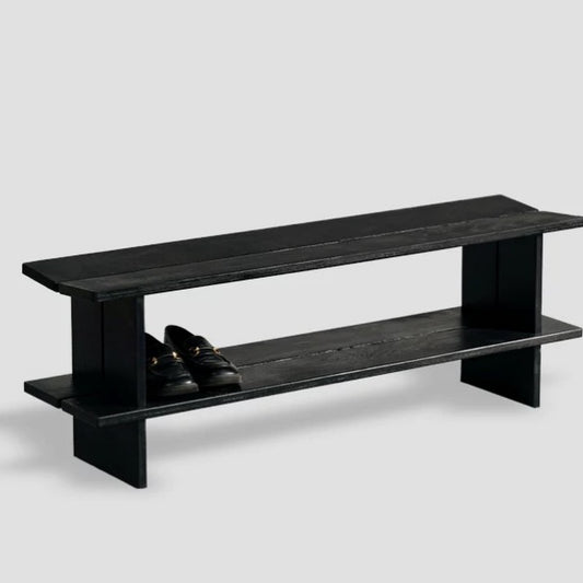 Hommie Black Slab Two Tier Wood Bench HBBE032 1
