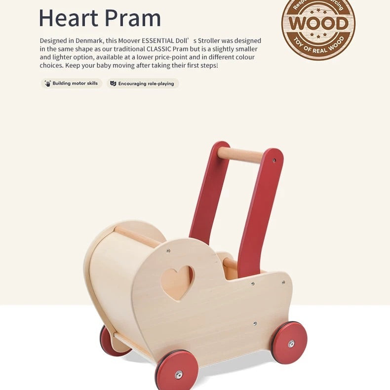 Hommie Light Blue Heart Window Wooden Walker Trolley HBKW019 2