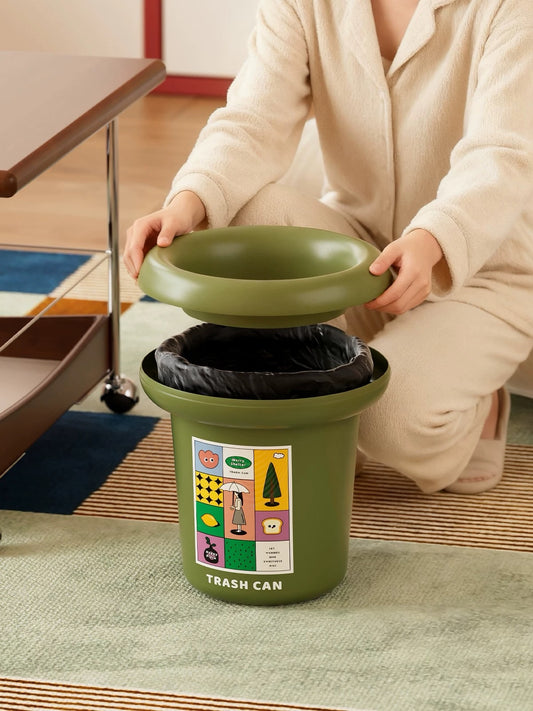 Hommie Olive Green Pop Art Trash Can HBMC032 1