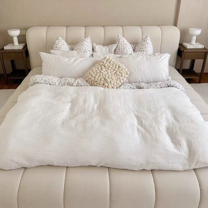 Hommie Cream Channel Tufted Low Platform Bed HBBD047 2