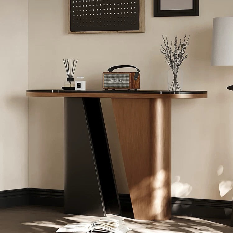 Hommie Black Top Bronze Pedestal High Console HBHC020 2