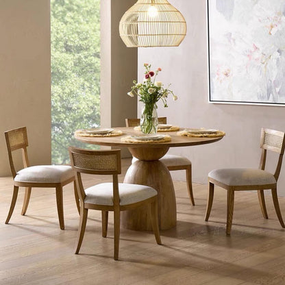 Hommie Wood Mushroom Base Round Dining Table HBTD054 2
