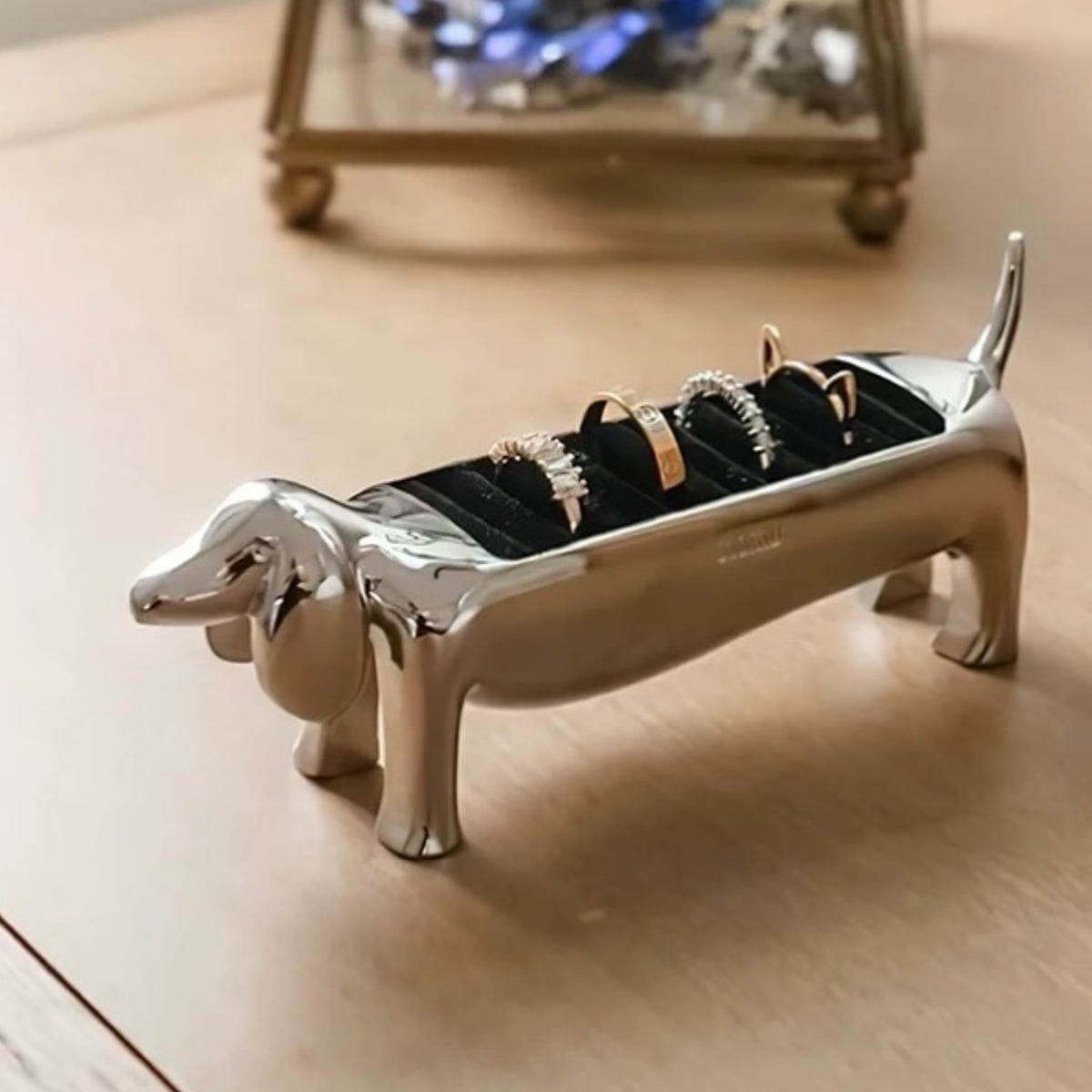 Hommie Silver Dachshund Ring Holder HBHD022 1